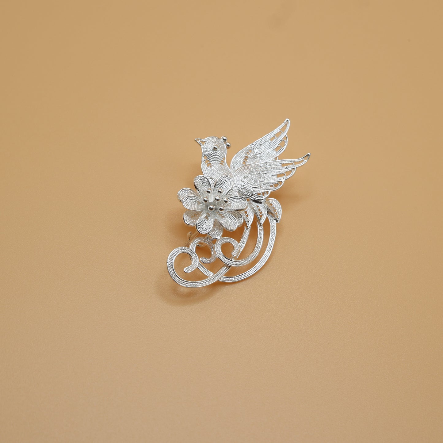 Flower With Skylark Brooch