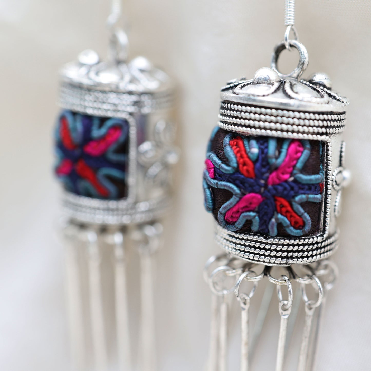 Embroidery Earrings - Prayer Wheel