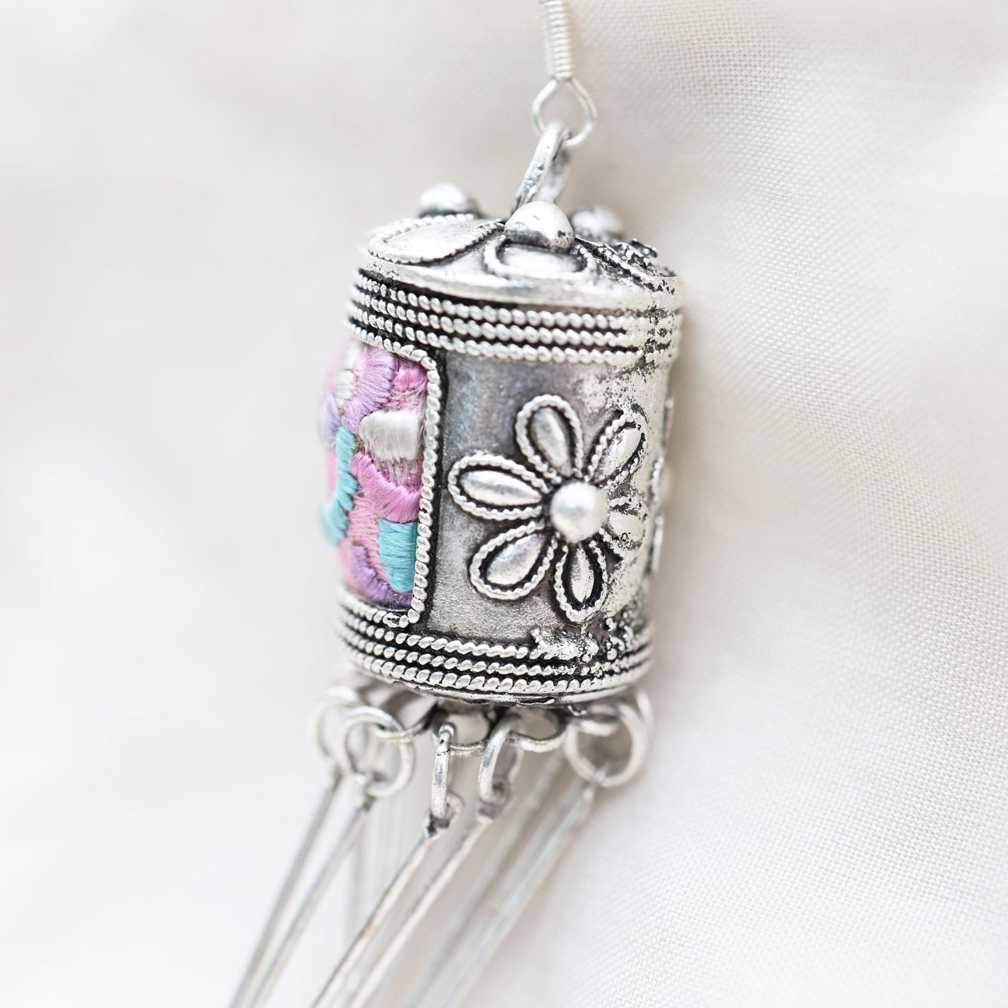 Embroidery Earrings - Prayer Wheel